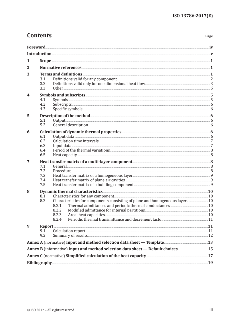 ISO 13786:2017 ISO 13786:2017 - Thermal performance of building components — Dynamic thermal characteristics — Calculation methods/20/2018 - Page 3 preview