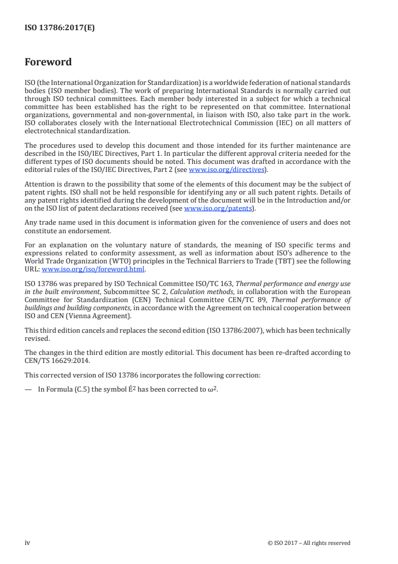 ISO 13786:2017 ISO 13786:2017 - Thermal performance of building components — Dynamic thermal characteristics — Calculation methods/20/2018 - Page 4 preview