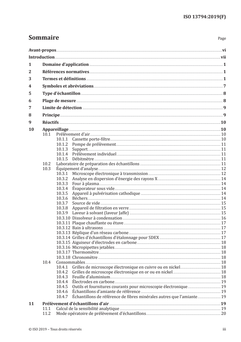 SIST ISO 13794:2019 ISO 13794:2019 - Air ambiant — Dosage des fibres d'amiante — Méthode par microscopie électronique à transmission par transfert indirect/1/2019 - Page 3 preview