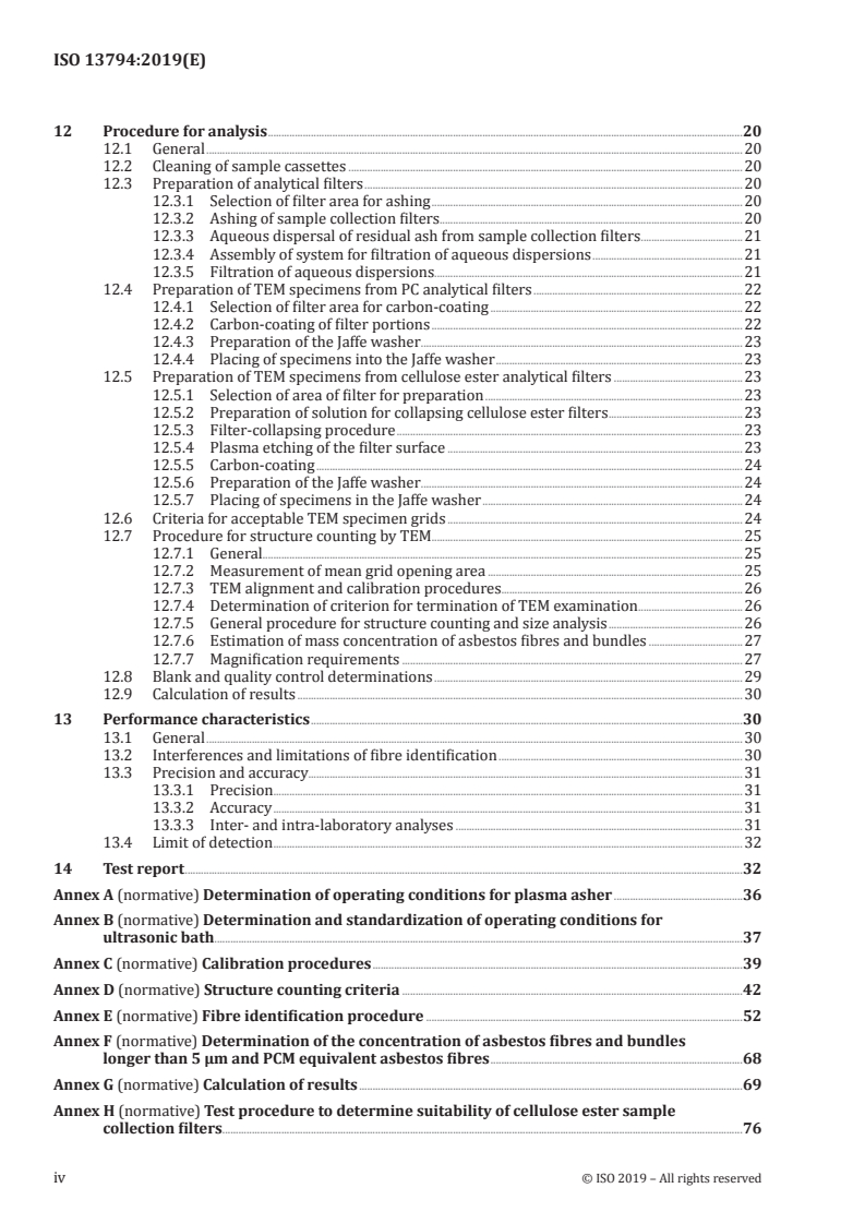 SIST ISO 13794:2019 ISO 13794:2019 - Ambient air — Determination of asbestos fibres — Indirect-transfer transmission electron microscopy method/1/2019 - Page 4 preview