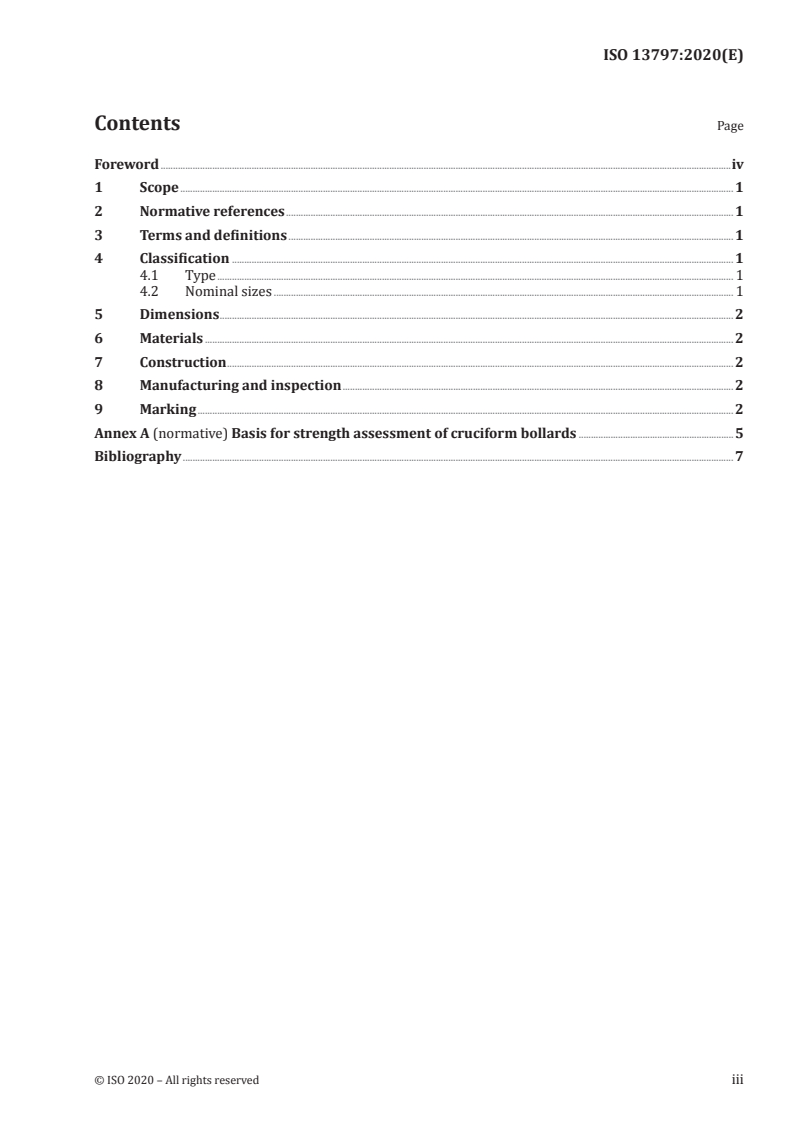 ISO 13797:2020 ISO 13797:2020 - Ships and marine technology — Ship's mooring and towing fittings — Cruciform bollards/28/2020 - Page 3 preview