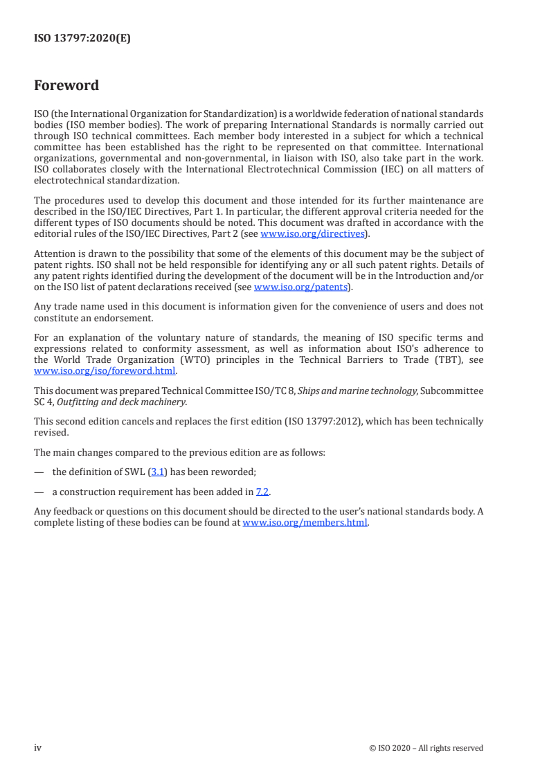 ISO 13797:2020 ISO 13797:2020 - Ships and marine technology — Ship's mooring and towing fittings — Cruciform bollards/28/2020 - Page 4 preview