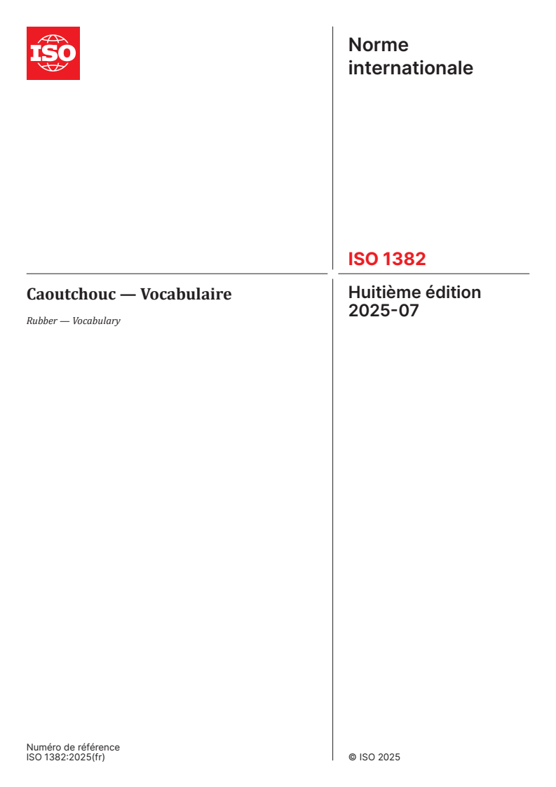 ISO 1382:2025 - Caoutchouc — Vocabulaire
Released:21. 07. 2025