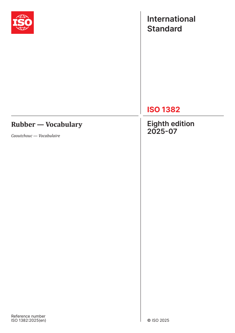 ISO 1382:2025 - Rubber — Vocabulary
Released:21. 07. 2025