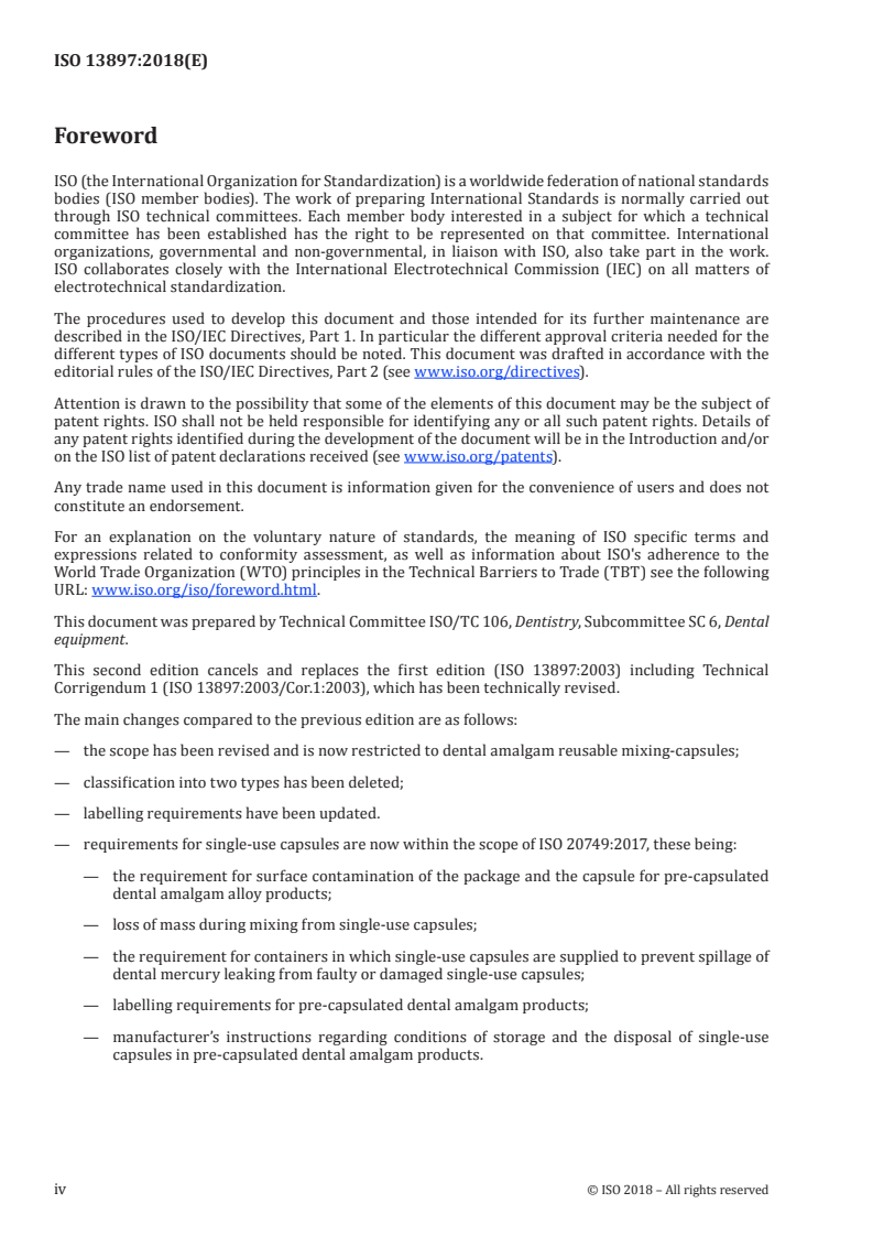 ISO 13897:2018 ISO 13897:2018 - Dentistry — Dental amalgam reusable mixing-capsules/13/2018 - Page 4 preview