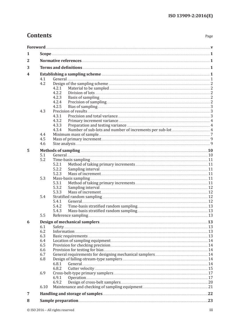 ISO 13909-2:2016 ISO 13909-2:2016 - Hard coal and coke — Mechanical sampling — Part 2: Coal — Sampling from moving streams/23/2016 - Page 3 preview