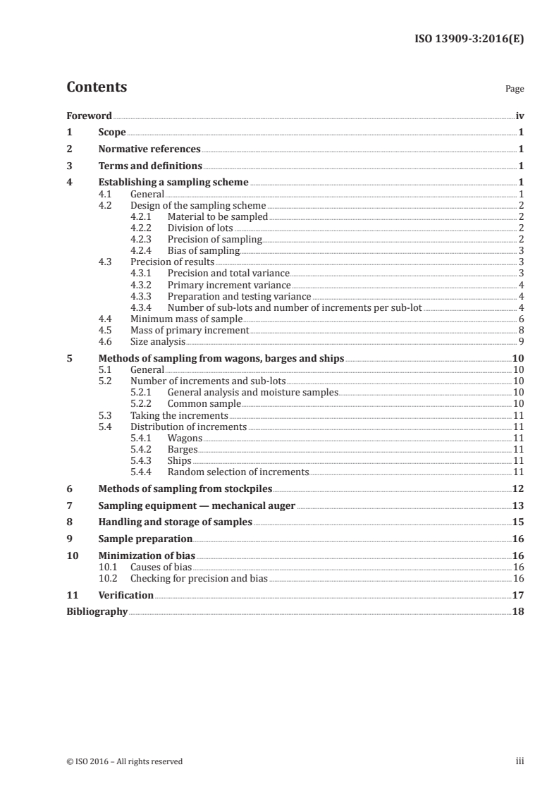 ISO 13909-3:2016 ISO 13909-3:2016 - Hard coal and coke — Mechanical sampling — Part 3: Coal — Sampling from stationary lots/23/2016 - Page 3 preview