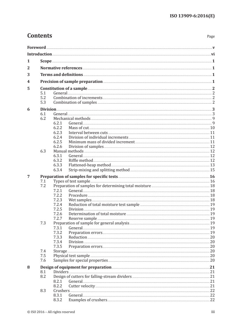 ISO 13909-6:2016 ISO 13909-6:2016 - Hard coal and coke — Mechanical sampling — Part 6: Coke — Preparation of test samples/23/2016 - Page 3 preview