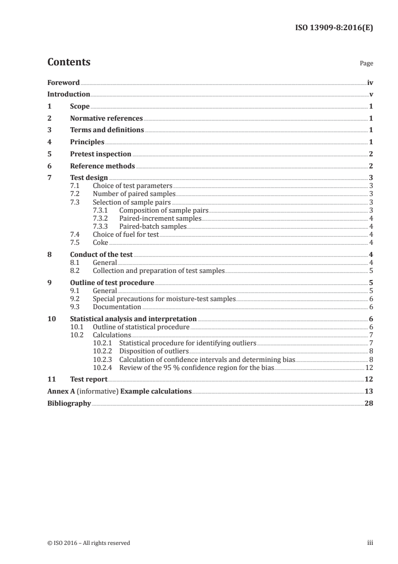 ISO 13909-8:2016 ISO 13909-8:2016 - Hard coal and coke — Mechanical sampling — Part 8: Methods of testing for bias/23/2016 - Page 3 preview