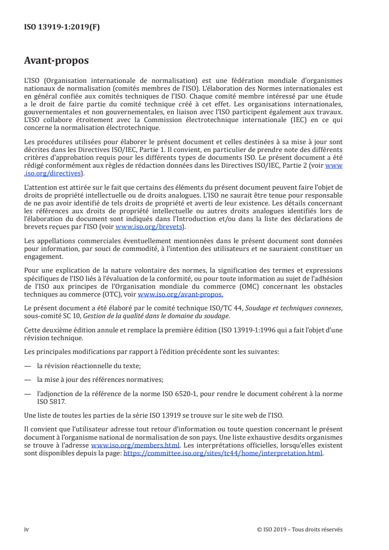 ISO 13919-1:2019 ISO 13919-1:2019 - Assemblages soudés par faisceau d'électrons et par faisceau laser — Exigences et recommandations sur les niveaux de qualité des défauts — Partie 1: Acier, nickel, titane et leurs alliages
Released:10/25/2019 - Page 4 preview