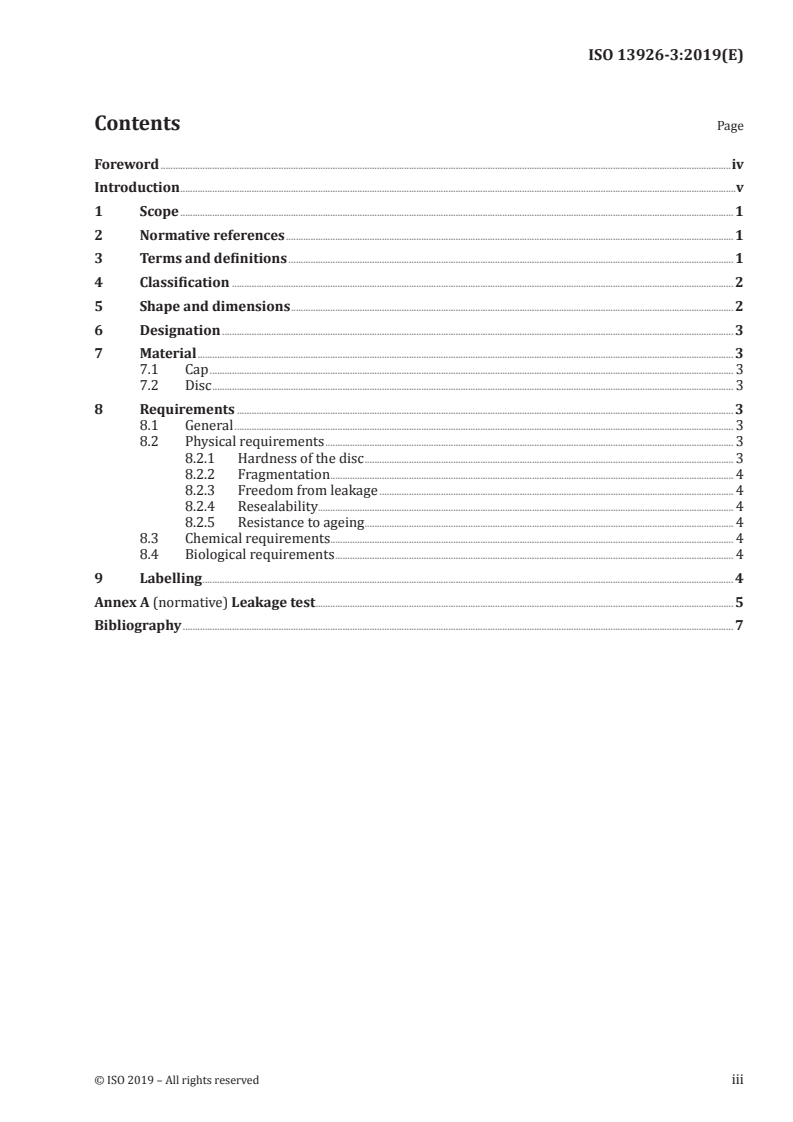 ISO 13926-3:2019 ISO 13926-3:2019 - Pen systems — Part 3: Seals for pen-injectors for medical use/27/2019 - Page 3 preview