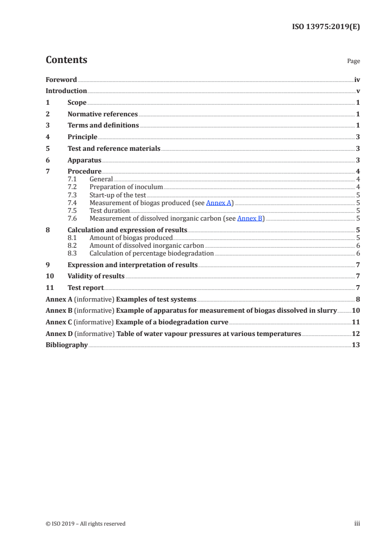 ISO 13975:2019 ISO 13975:2019 - Plastics — Determination of the ultimate anaerobic biodegradation of plastic materials in controlled slurry digestion systems — Method by measurement of biogas production/16/2019 - Page 3 preview