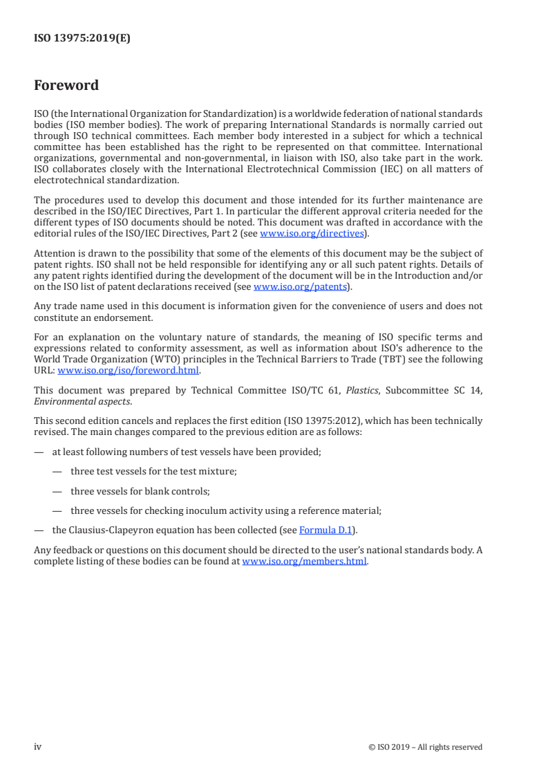 ISO 13975:2019 ISO 13975:2019 - Plastics — Determination of the ultimate anaerobic biodegradation of plastic materials in controlled slurry digestion systems — Method by measurement of biogas production/16/2019 - Page 4 preview