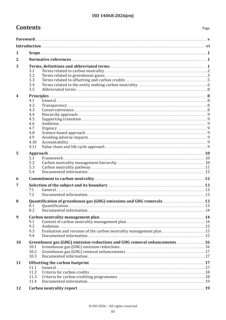 ISO 14068:2026 ISO 14068:2026 - Climate change management — Carbon neutrality - Page 3 preview