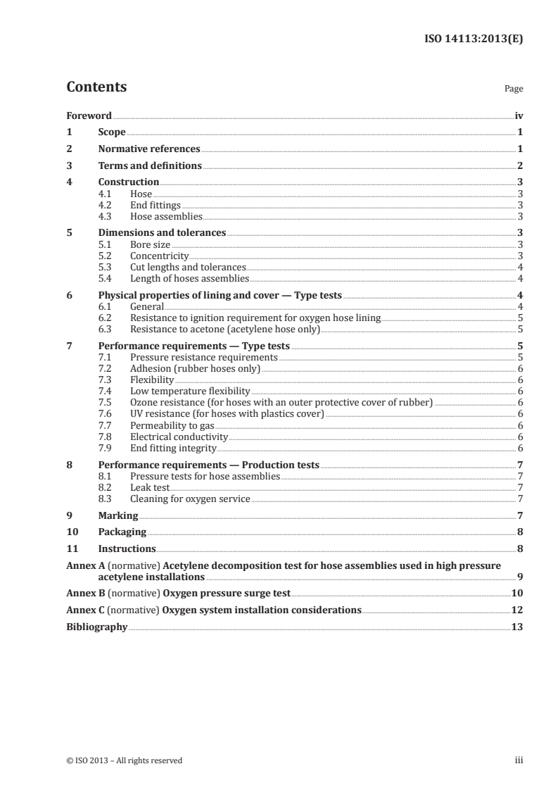ISO 14113:2013 ISO 14113:2013 - Gas welding equipment — Rubber and plastics hose and hose assemblies for use with industrial gases up to 450 bar (45 MPa)/2/2013 - Page 3 preview
