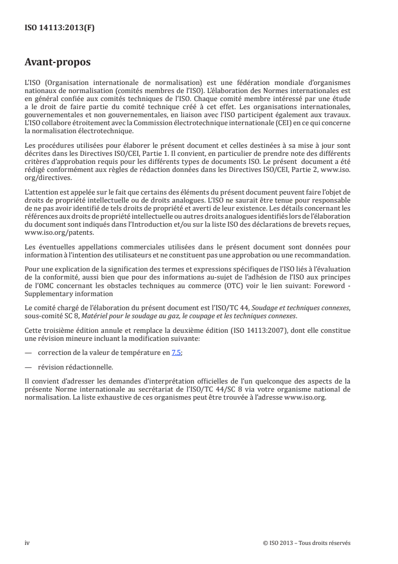 ISO 14113:2013 ISO 14113:2013 - Matériel de soudage aux gaz — Tuyaux souples et flexibles en caoutchouc et en plastique pour des gaz industriels jusqu'à 450 bar (45 MPa)/2/2013 - Page 4 preview