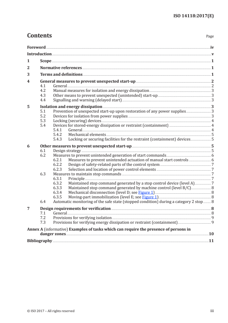 ISO 14118:2017 ISO 14118:2017 - Safety of machinery — Prevention of unexpected start-up/8/2017 - Page 3 preview
