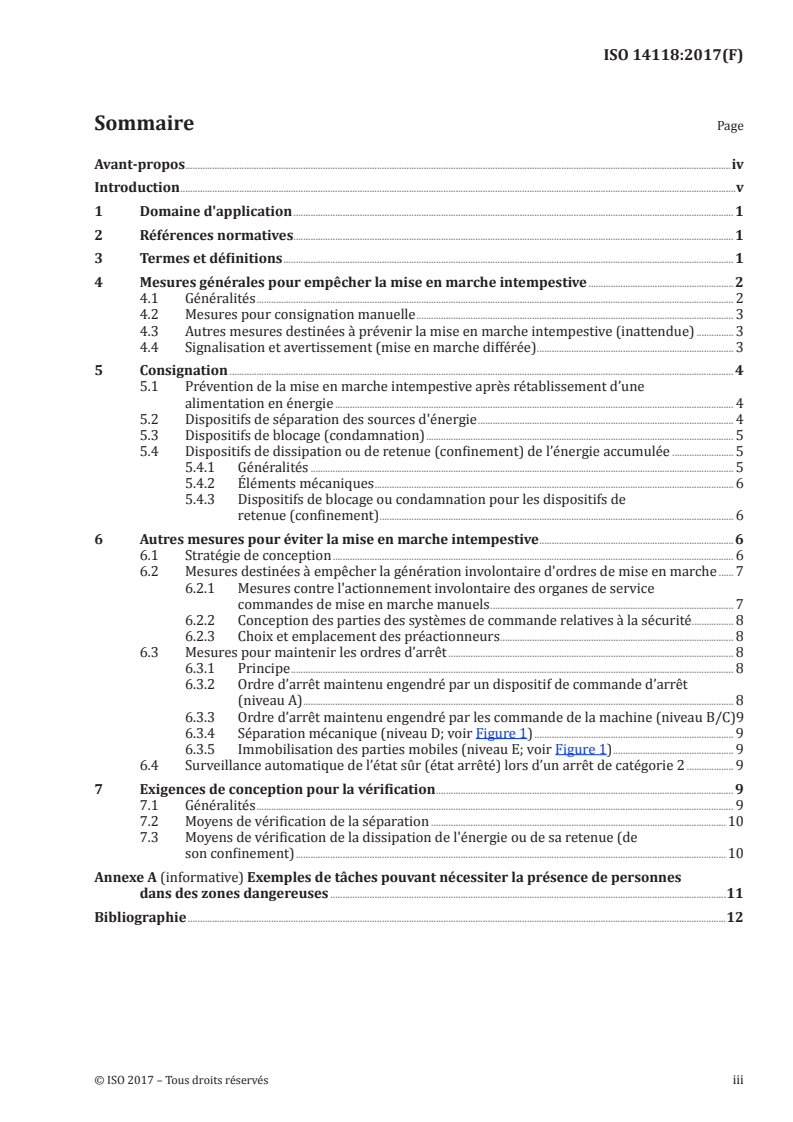 ISO 14118:2017 ISO 14118:2017 - Sécurité des machines — Prévention de la mise en marche intempestive/8/2017 - Page 3 preview