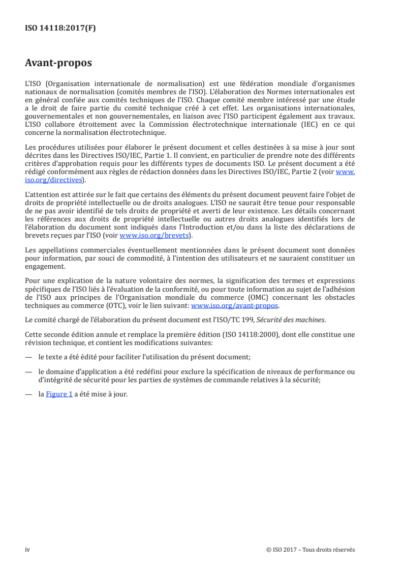 ISO 14118:2017 ISO 14118:2017 - Sécurité des machines — Prévention de la mise en marche intempestive/8/2017 - Page 4 preview