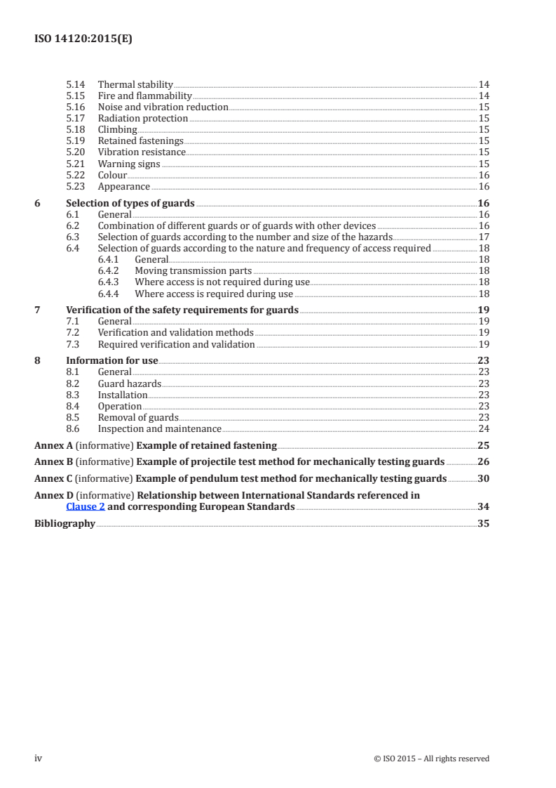 ISO 14120:2015 ISO 14120:2015 - Safety of machinery — Guards — General requirements for the design and construction of fixed and movable guards/6/2015 - Page 4 preview