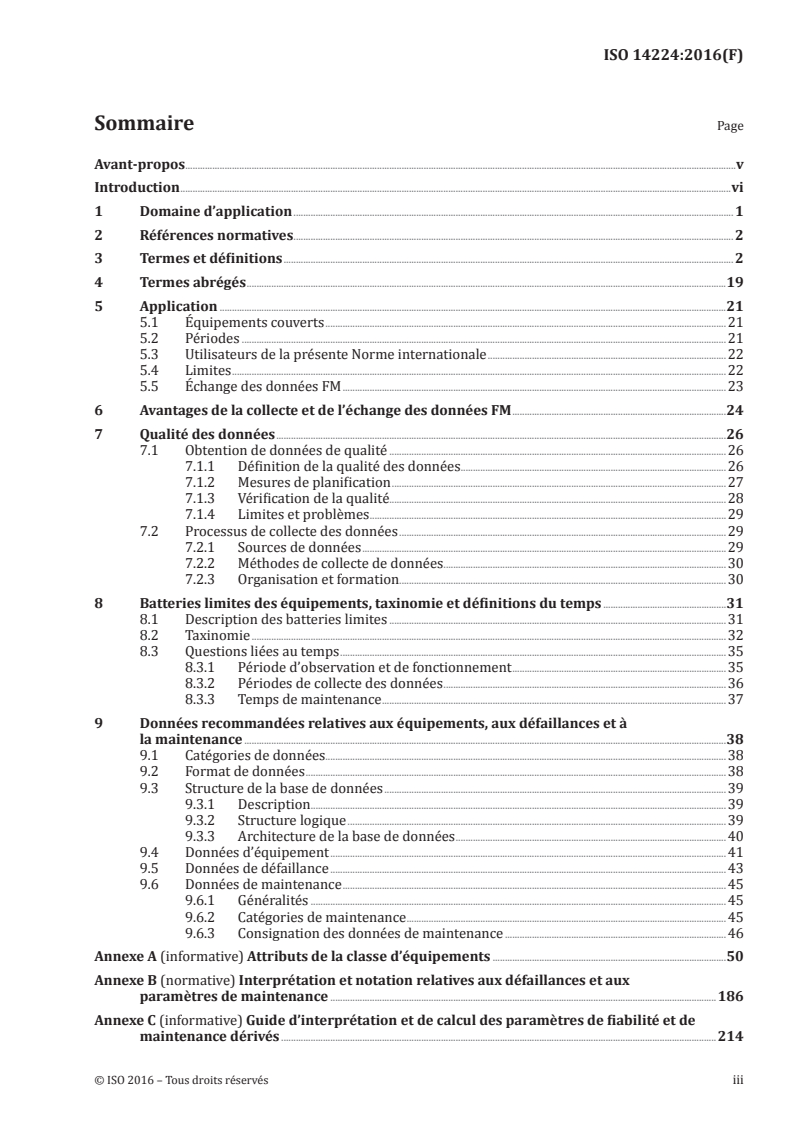 ISO 14224:2016 ISO 14224:2016 - Industries du pétrole, de la pétrochimie et du gaz naturel — Collecte et échange de données de fiabilité et de maintenance des équipements/30/2017 - Page 3 preview