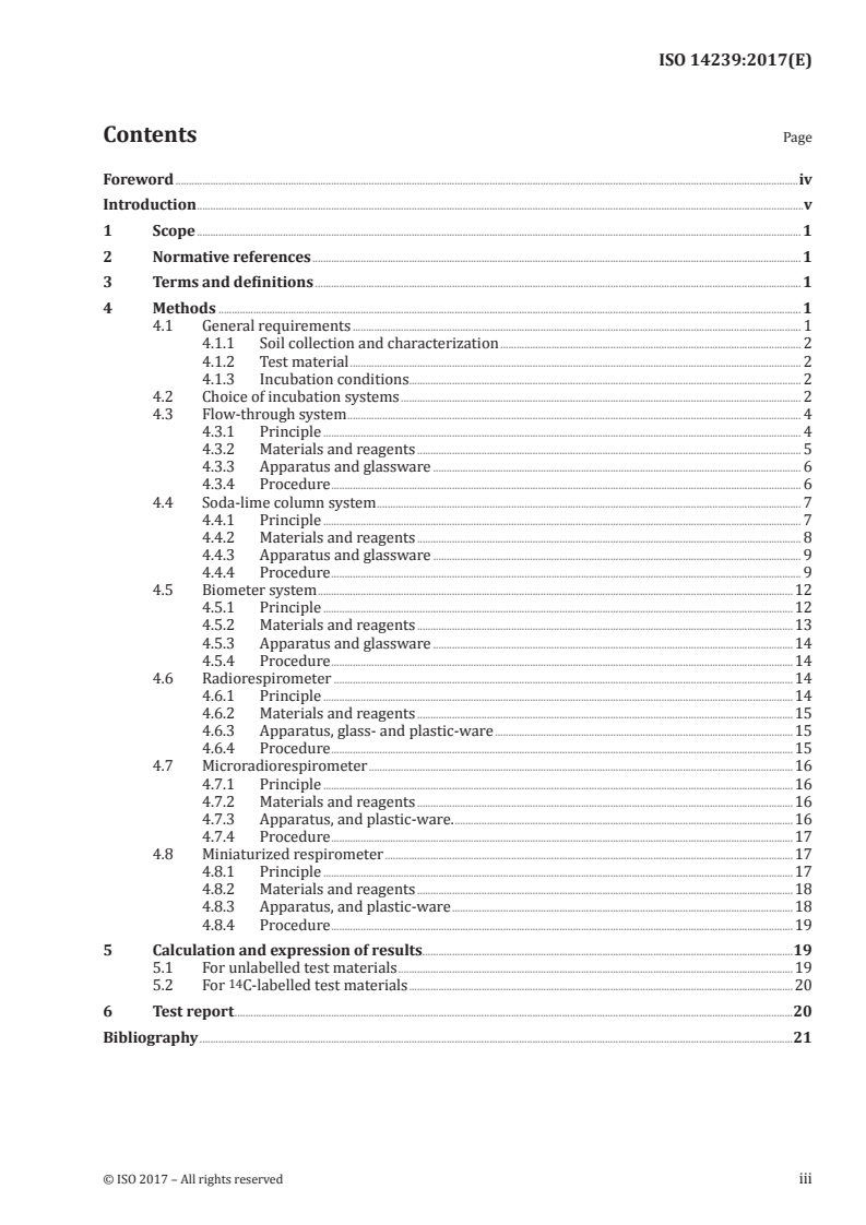 ISO 14239:2017 ISO 14239:2017 - Soil quality — Laboratory incubation systems for measuring the mineralization of organic chemicals in soil under aerobic conditions/24/2017 - Page 3 preview