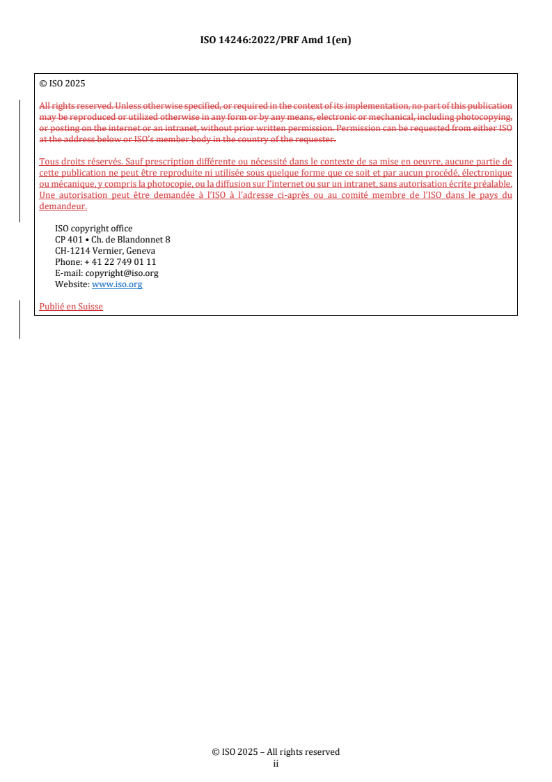 REDLINE ISO 14246:2022/Amd 1:2025 - Bouteilles à gaz — Robinets de bouteilles à gaz — Essais de fabrication et contrôles — Amendement 1
Released:10. 09. 2025