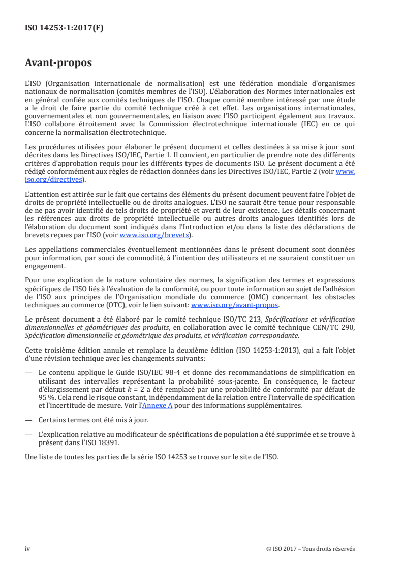 ISO 14253-1:2017 ISO 14253-1:2017 - Spécification géométrique des produits (GPS) — Vérification par la mesure des pièces et des équipements de mesure — Partie 1: Règles de décision pour contrôler la conformité ou la non-conformité à la spécification/31/2017 - Page 4 preview