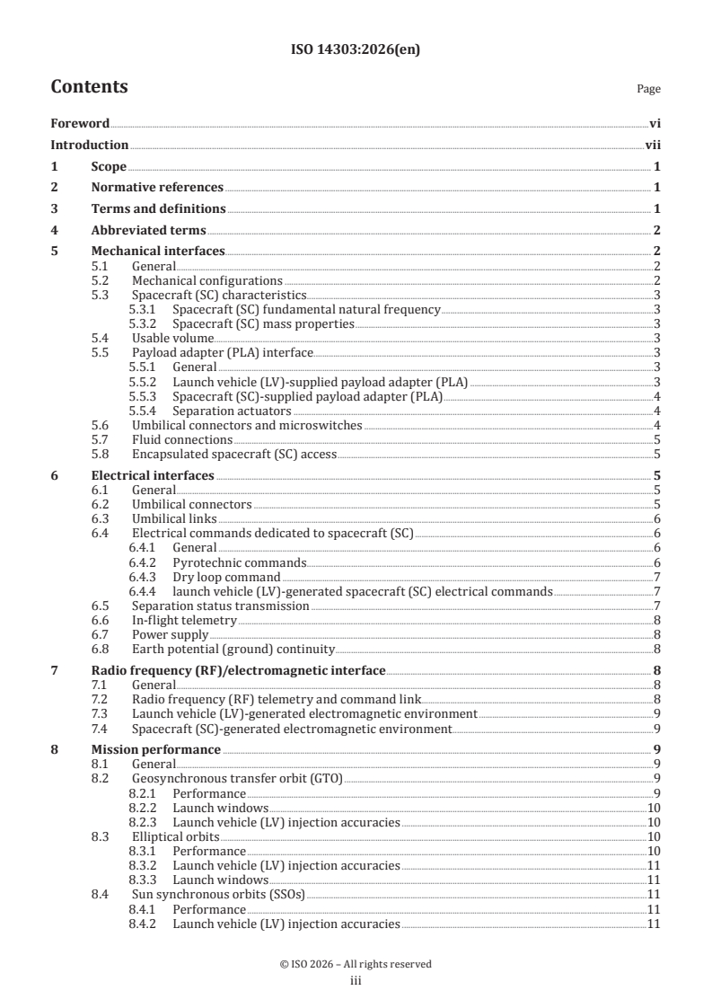 ISO 14303:2026 ISO 14303:2026 - Space systems — Launch-vehicle-to-spacecraft interfaces - Page 3 preview