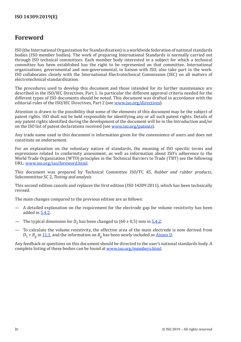 ISO 14309:2019 ISO 14309:2019 - Rubber, vulcanized or thermoplastic — Determination of volume and/or surface resistivity/3/2019 - Page 4 preview