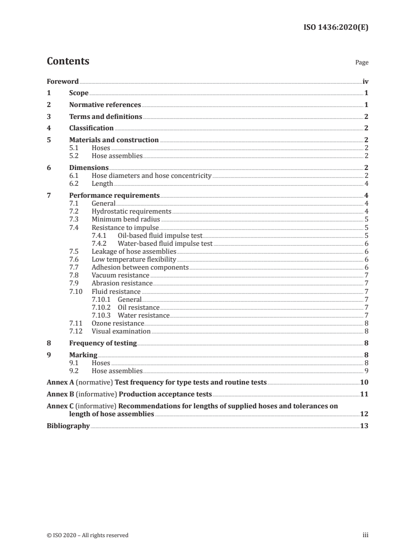 ISO 1436:2020 ISO 1436:2020 - Rubber hoses and hose assemblies — Wire-braid-reinforced hydraulic types for oil-based or water-based fluids — Specification/8/2020 - Page 3 preview