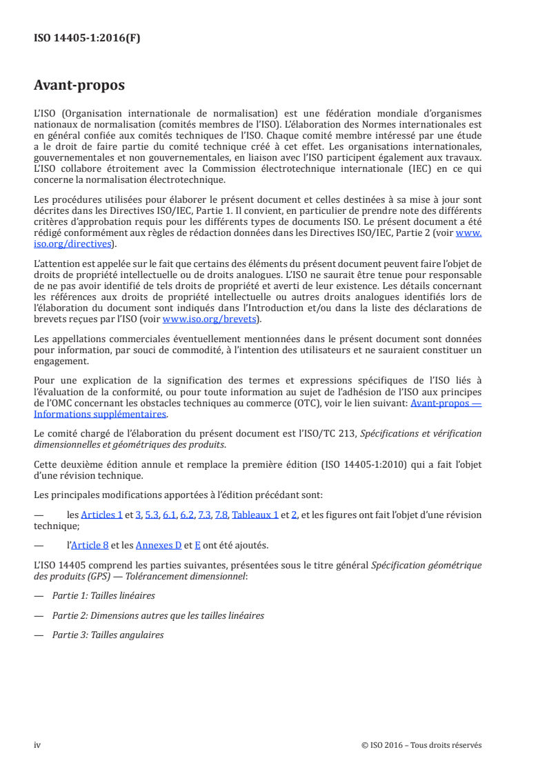 ISO 14405-1:2016 ISO 14405-1:2016 - Spécification géométrique des produits (GPS) — Tolérancement dimensionnel — Partie 1: Tailles linéaires/4/2016 - Page 4 preview