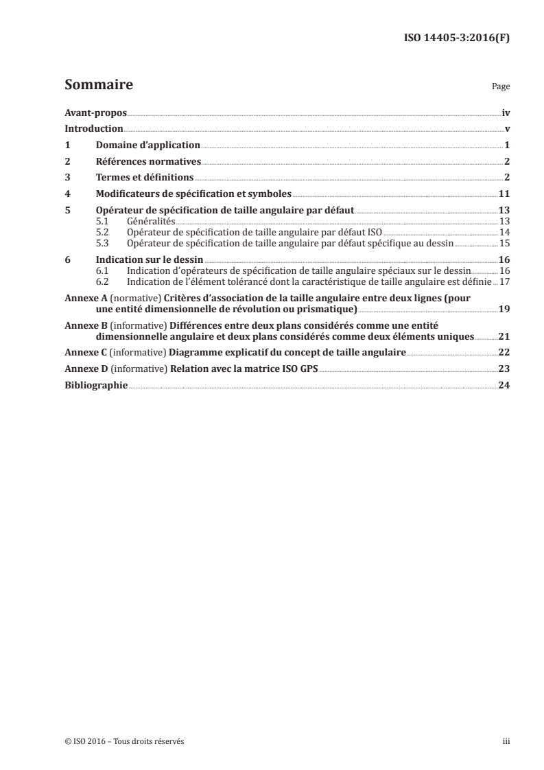 ISO 14405-3:2016 ISO 14405-3:2016 - Spécification géométrique des produits (GPS) — Tolérancement dimensionnel — Partie 3: Tailles angulaires/13/2016 - Page 3 preview