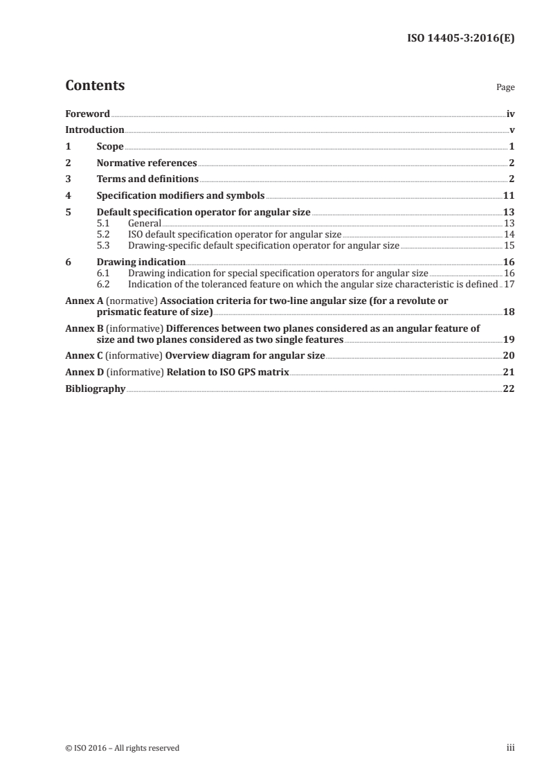 ISO 14405-3:2016 ISO 14405-3:2016 - Geometrical product specifications (GPS) — Dimensional tolerancing — Part 3: Angular sizes/13/2016 - Page 3 preview