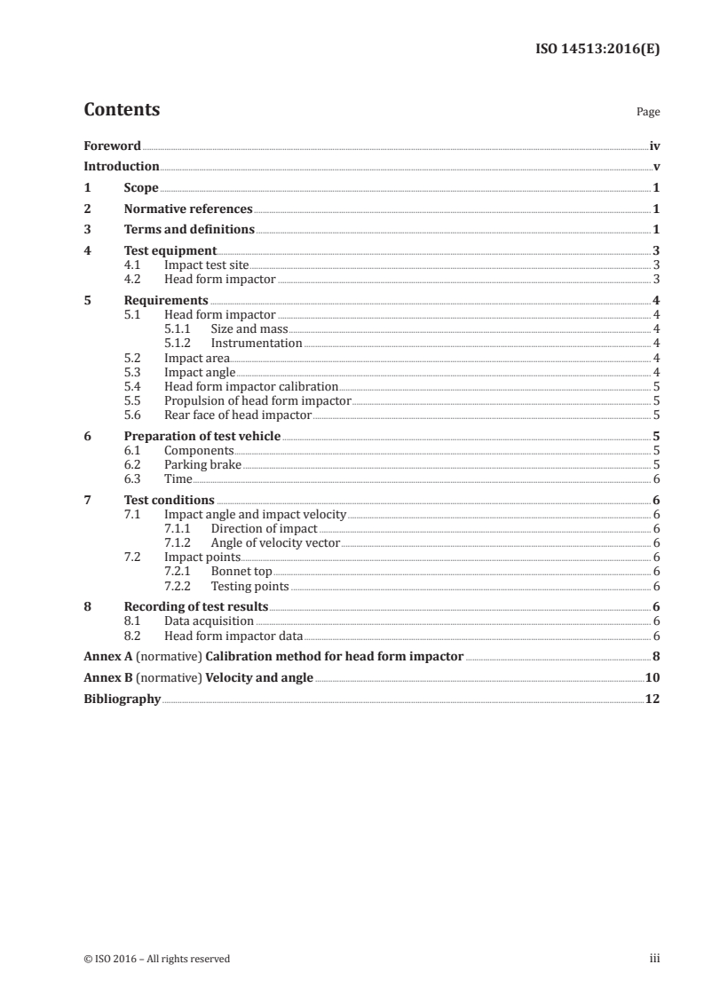 ISO 14513:2016 ISO 14513:2016 - Road vehicles — Pedestrian protection — Head impact test method/4/2016 - Page 3 preview