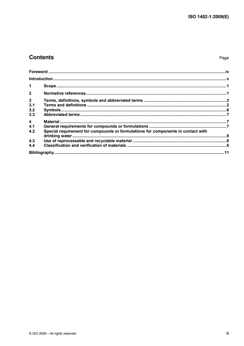 ISO 1452-1:2009 ISO 1452-1:2009 - Plastics piping systems for water supply and for buried and above-ground drainage and sewerage under pressure — Unplasticized poly(vinyl chloride) (PVC-U) — Part 1: General/1/2009 - Page 3 preview
