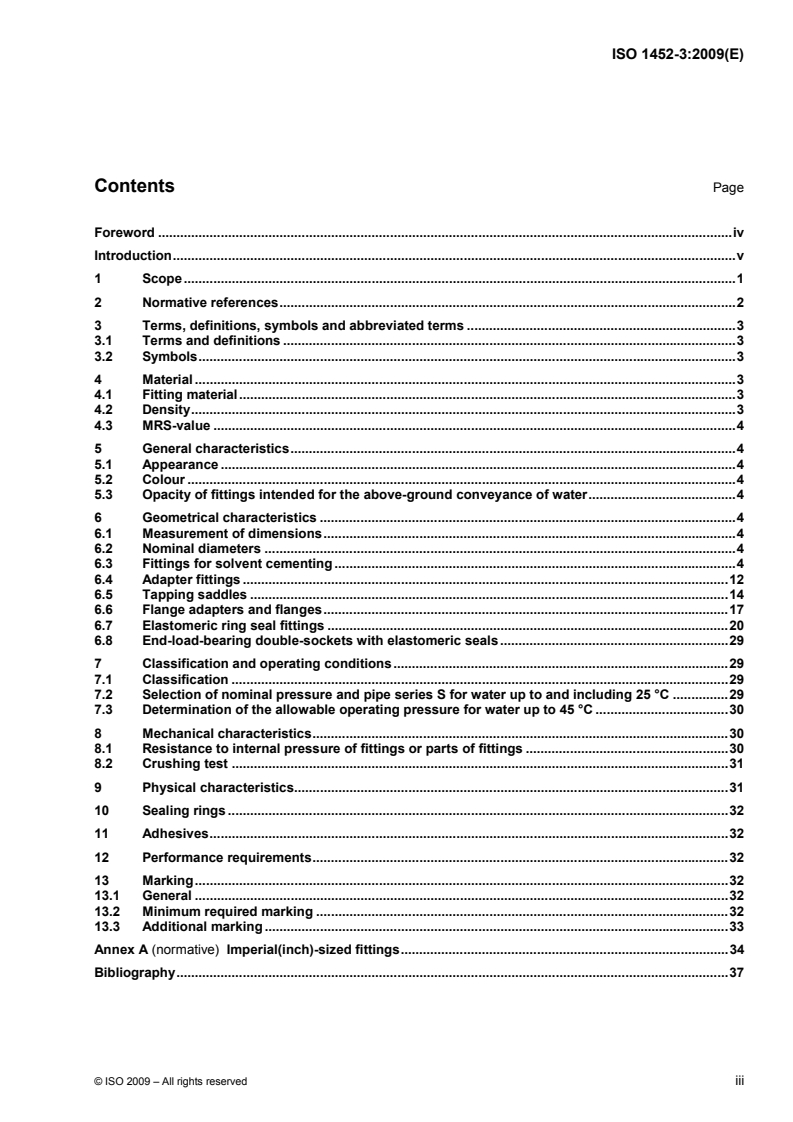 ISO 1452-3:2009 ISO 1452-3:2009 - Plastics piping systems for water supply and for buried and above-ground drainage and sewerage under pressure — Unplasticized poly(vinyl chloride) (PVC-U) — Part 3: Fittings/23/2010 - Page 3 preview