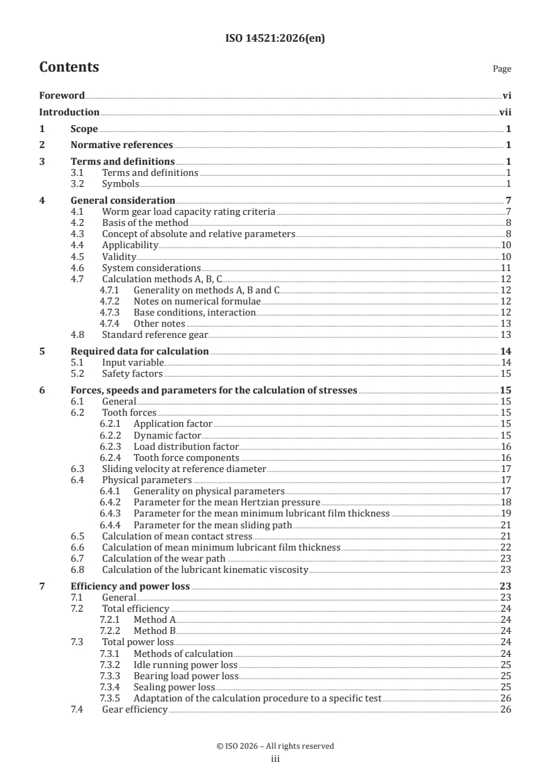 ISO 14521:2026 ISO 14521:2026 - Gears — Calculation of load capacity of worm gears - Page 3 preview