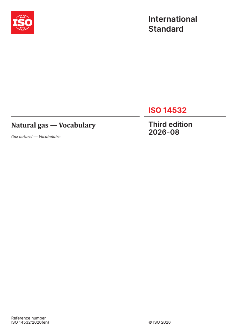 ISO 14532:2026 ISO 14532:2026 - Natural gas — Vocabulary - Page 1 preview