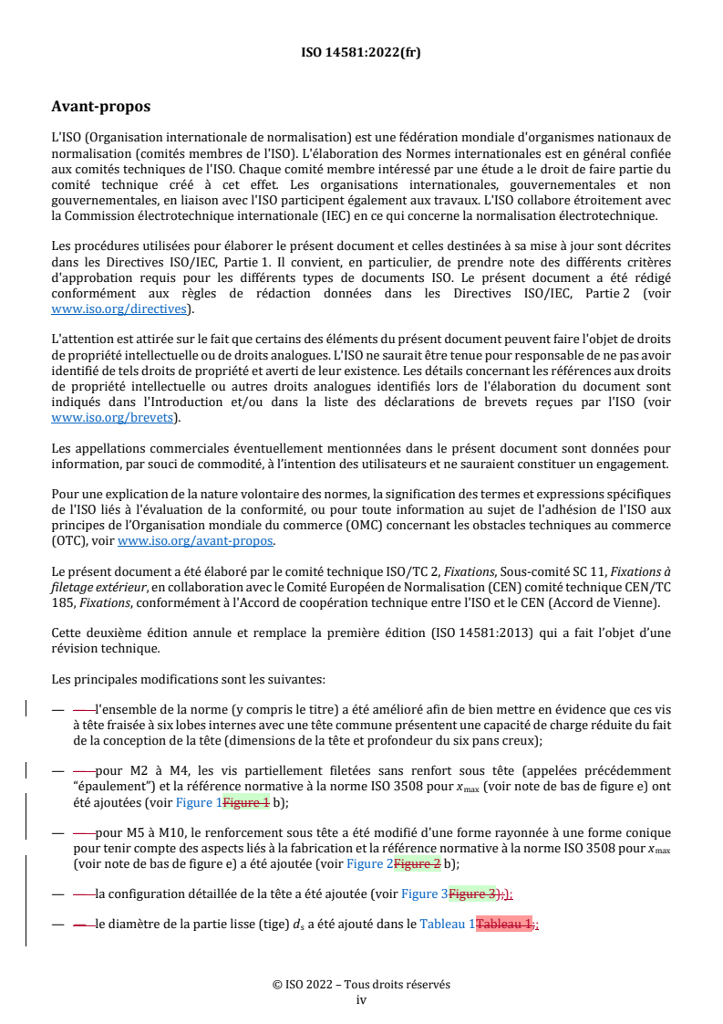ISO 14581:2022 REDLINE ISO 14581:2022 - Fixations — Vis à tête fraisée (tête commune) à six lobes internes à capacité de charge réduite - Page 4 preview