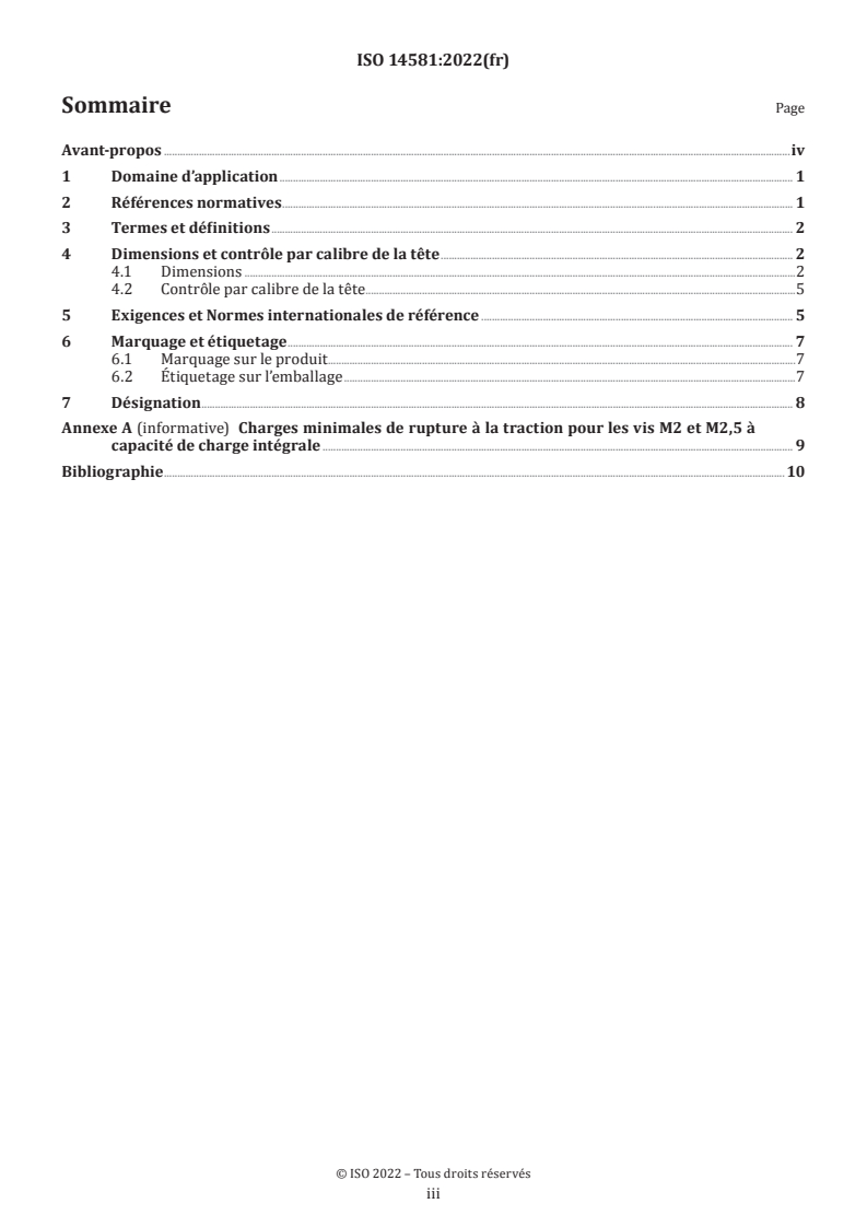 ISO 14581:2022 ISO 14581:2022 - Fixations — Vis à tête fraisée (tête commune) à six lobes internes à capacité de charge réduite - Page 3 preview
