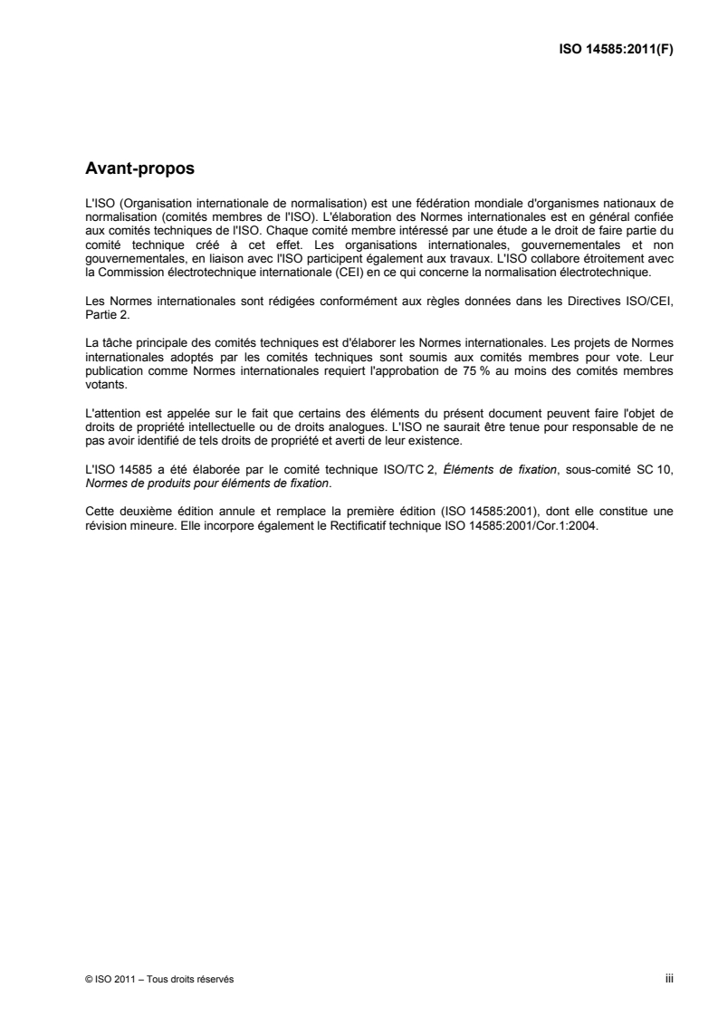 ISO 14585:2011 ISO 14585:2011 - Vis à tôle à tête cylindrique bombée large à six lobes internes/8/2011 - Page 3 preview