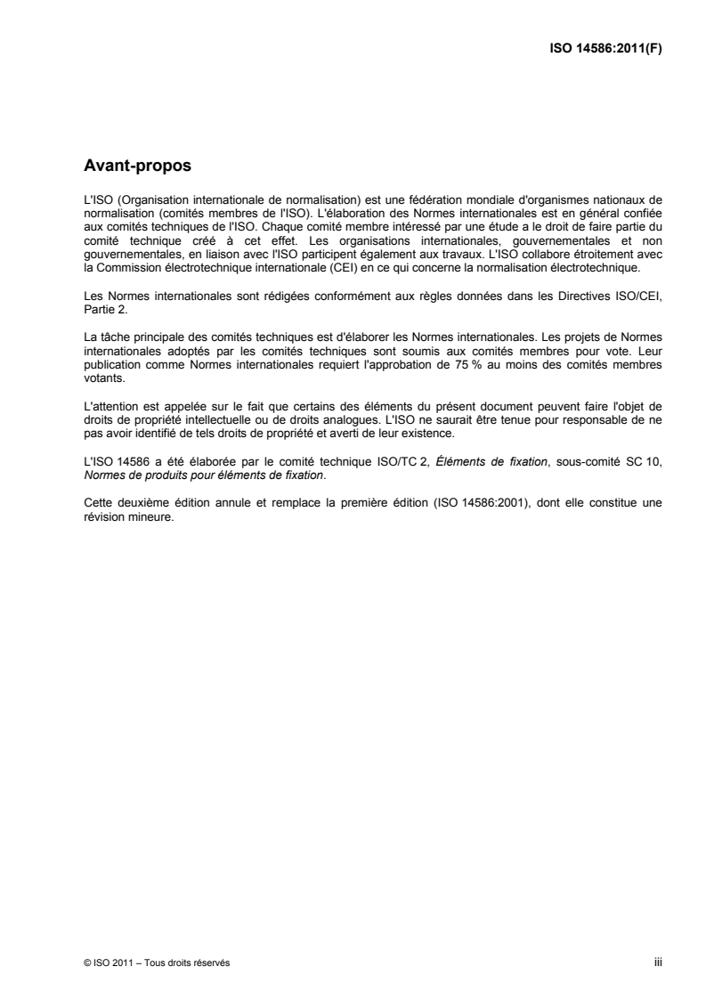 ISO 14586:2011 ISO 14586:2011 - Vis à tôle à tête fraisée à six lobes internes/8/2011 - Page 3 preview