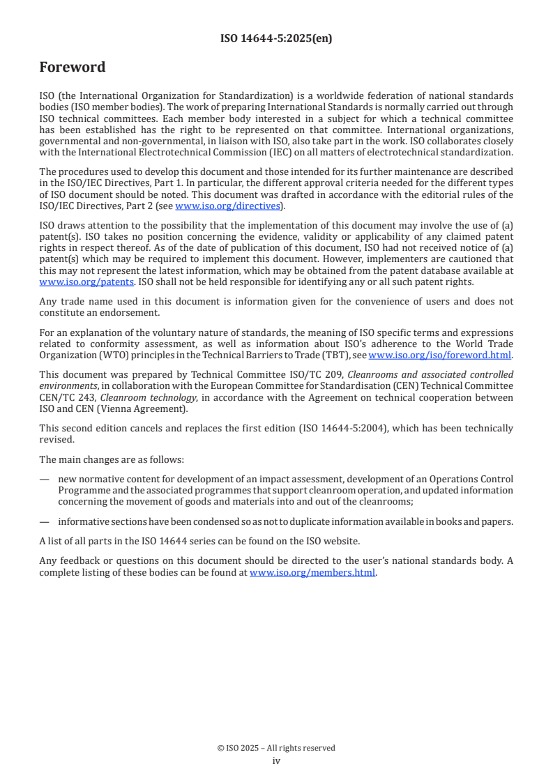 ISO 14644-5:2025 ISO 14644-5:2025 - Cleanrooms and associated controlled environments — Part 5: Operations
Released:27. 05. 2025 - Page 4 preview