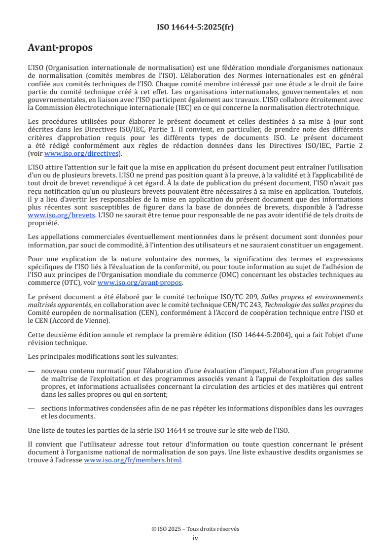 ISO 14644-5:2025 ISO 14644-5:2025 - Salles propres et environnements maîtrisés apparentés — Partie 5: Exploitation
Released:27. 05. 2025 - Page 4 preview