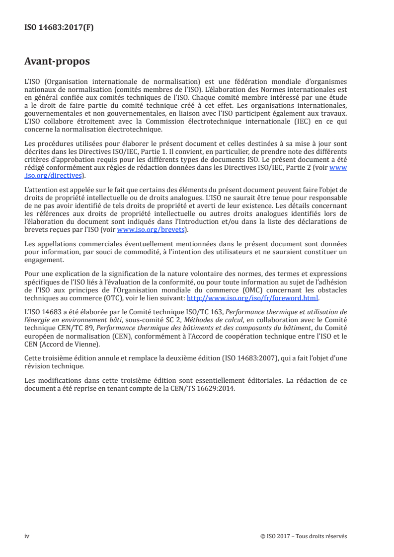 ISO 14683:2017 ISO 14683:2017 - Ponts thermiques dans les bâtiments — Coefficient linéique de transmission thermique — Méthodes simplifiées et valeurs par défaut/29/2017 - Page 4 preview