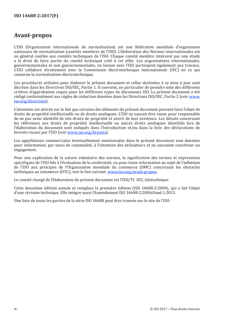 ISO 14688-2:2017 ISO 14688-2:2017 - Reconnaissance et essais géotechniques — Identification et classification des sols — Partie 2: Principes pour une classification/12/2017 - Page 4 preview