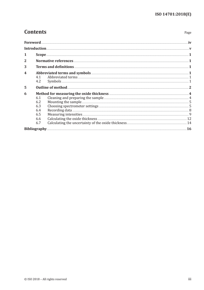 ISO 14701:2018 ISO 14701:2018 - Surface chemical analysis — X-ray photoelectron spectroscopy — Measurement of silicon oxide thickness/31/2018 - Page 3 preview