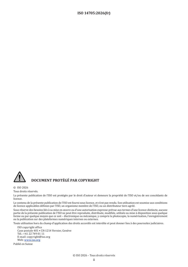 ISO 14705:2026 ISO 14705:2026 - Céramiques techniques — Méthodes d’essai de dureté des céramiques monolithiques à température ambiante - Page 2 preview