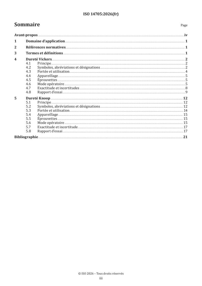 ISO 14705:2026 ISO 14705:2026 - Céramiques techniques — Méthodes d’essai de dureté des céramiques monolithiques à température ambiante - Page 3 preview
